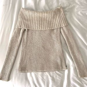 Hollister off the shoulder cream sweater XS